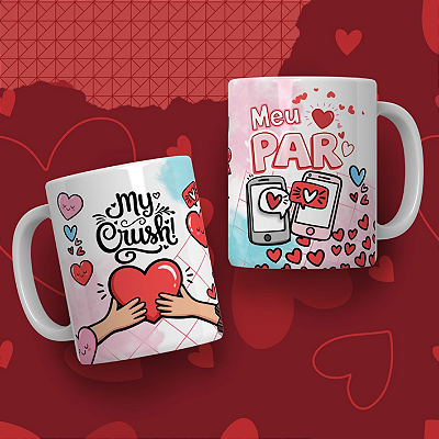 CANECA DE LOUÇA MEU CRUSH MEU PAR PERSONALIZADO