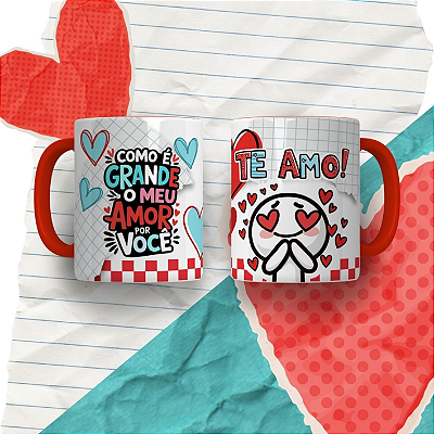 CANECA DE LOUÇA COMO E GRANDE MEU AMOR POR VOCE TE AMO PERSONALIZADO