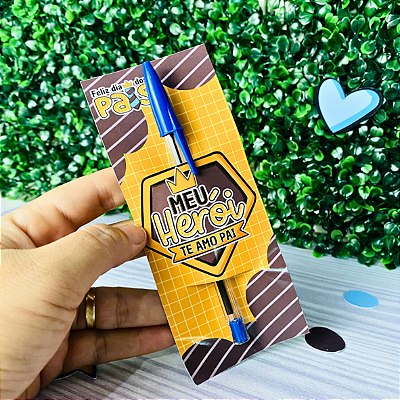 CARTAO + CANETA MEU HEROI TE AMO PAI (8X20CM)