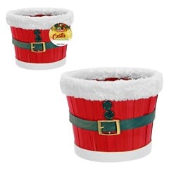 ENFEITE DE NATAL - CESTA CINTO E VELUDO 15,5X16,5CM - ART CHRISTMAS