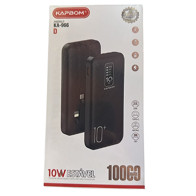 CARREGADOR PORTÁTIL POWER BANK 10000mAh KA-966 - KAPBOM