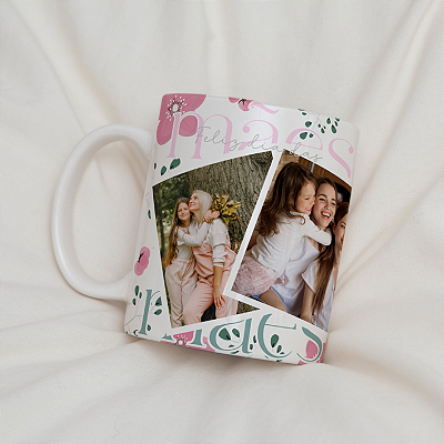 CANECA DE LOUÇA FELIZ DIA DAS MÃES COM FOTO PERSONALIZADO