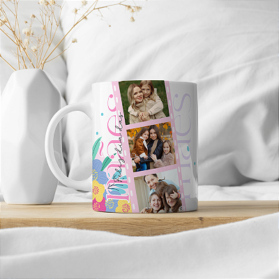 CANECA DE LOUÇA MÃE FELIZ DIA DAS MÃES PERSONALIZADO