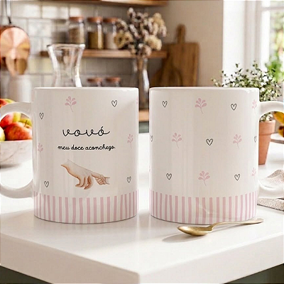 CANECA DE LOUÇA VOVÓ MEU DOCE ACONCHEGO PERSONALIZADO