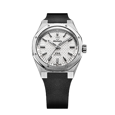 Nivada Grenchen F77 Mark II Branco Borracha
