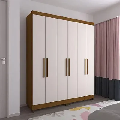 Guarda-Roupa Casal Genova Freijó/Areia 6 Portas 2 gavetas