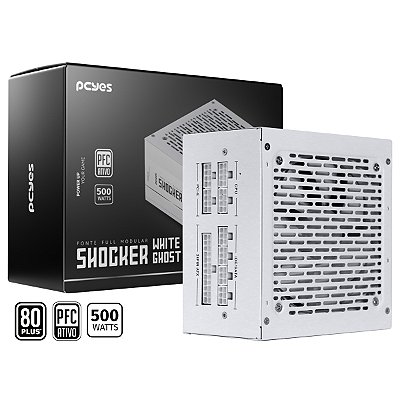 Fonte Gamer PCYES Shocker 500W 80 Plus White – Full Modular White Ghost