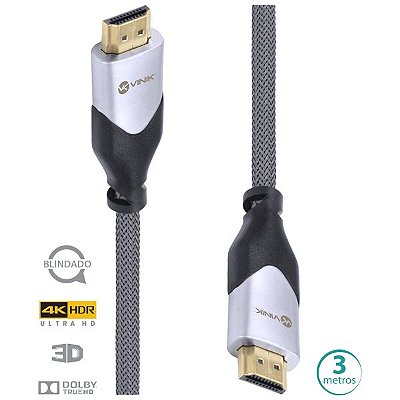 Cabo Hdmi 2.0 4K Blindado 3M H20B-3