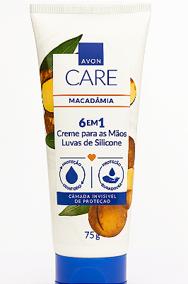 Creme Macadámia Avon Care Hidratante Para As Mãos Luvas De Silicone 6 Em 1 75g