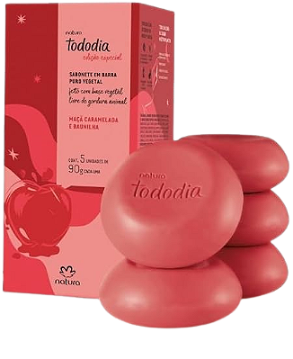 Sabonete em Barra Puro Vegetal Tododia Maçã Caramelada e Baunilha NATURA