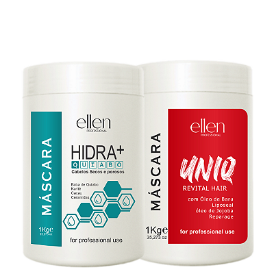 Combo Profissional Hidratação e Nutrição ellen Professional - 2kg.