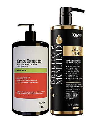 Xampu Composto + Gloss Premium Brilho Molhado | Lisa Glow