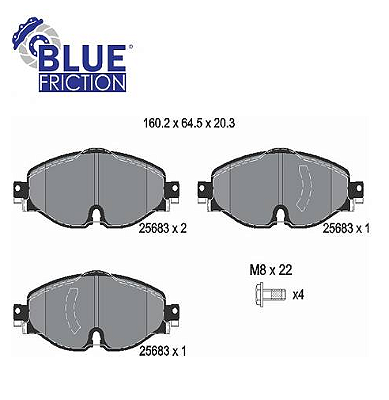 Pastilha de Freio Dianteira AUDI A3 TT GOLF 14-UP - 2K5698151 - 2K5698151A - 2K5698151B