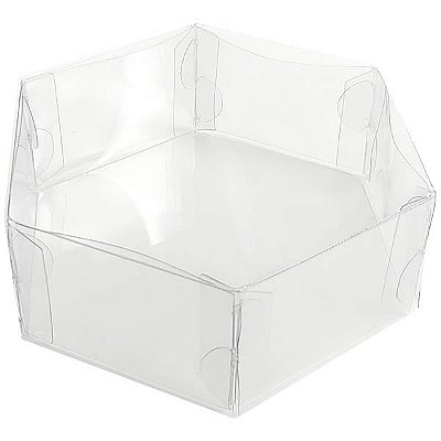 Caixa de Acetato PS-2 (10x10x4 cm) (10un) Caixa Tampa e Fundo Embalagem Sextavada, Embalagem de Plástico Transparente
