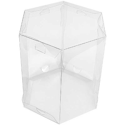 Caixa de Acetato PS-34 (21x21x18 cm) (5un) Caixa Embalagem Sextavada, Embalagem de Plástico Transparente