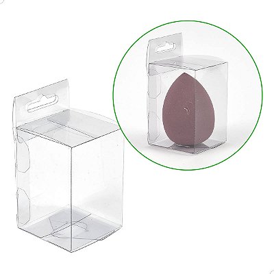 Caixa de Acetato Transparente PX-242 (4.5x4.5x6.5 cm) (25un) Caixa para Beauty Blender, Esponja de Maquiagem, Esponjinha