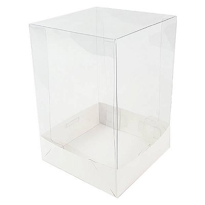 Caixa de Acetato PMB-1 Lisa Branca (10x10x12.5 cm) (25un) Embalagem para Mini Bolo
