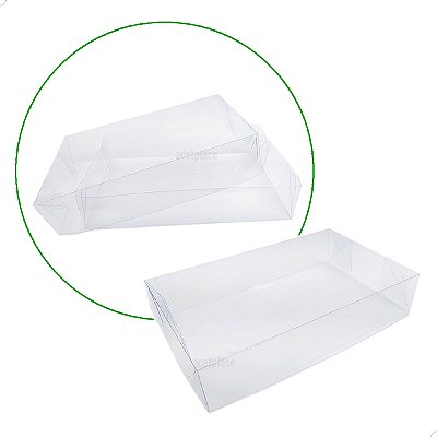 Caixa de Acetato P-4 (25x16x5 cm) (25un) Tampa e Fundo Caixinha de Plástico Transparente