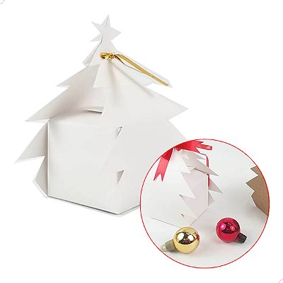 Embalagem Árvore de Natal Caixa AN-1 BRANCA (5.5 x 12 cm)  (100un) Decoração Lembracinha Festa Natal Pinheiro