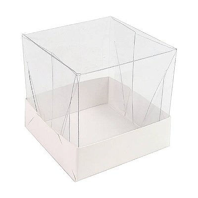 Caixa de Acetato PMB-5 Lisa Branca (PMBTR-5) (4x4x4 cm) 10un Caixa para Bombom Caixinha 4cm