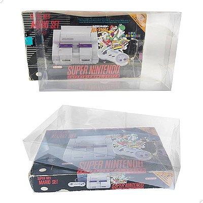 Console-6 (0,25mm) (1un) Caixa de Proteção para Console Super Nintendo (SUPER SET) Caixa Protetora para Console SNES