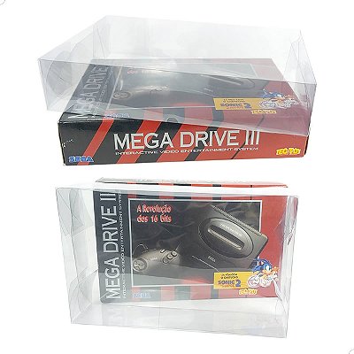 Console-4 (0,25mm) (1un) Caixa de Proteção Case Console Sega Mega Drive III Caixa Protetora para Console MegaDrive3