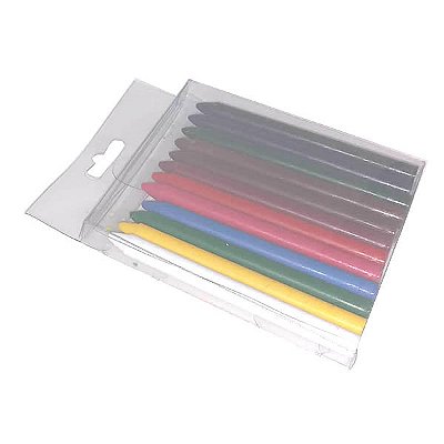 Caixa de Acetato PXGiz-2 (9.9x1x9.8 cm) (10un) Caixa para 12 Giz de Cera Pequeno Ø8mm Lembrancinha Festas Infantis