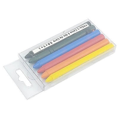 Caixa de Acetato PXGiz-1 (5x1x9.8 cm) (25un) Caixa para 6 Giz de Cera Pequeno Ø8mm Lembrancinha de Festa
