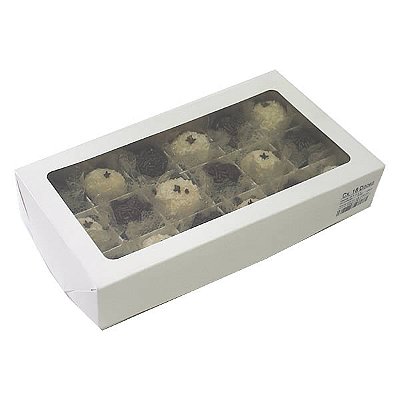 Embalagem para 18 Docinhos de Festa Caixa Branca com Divisórias 22x12x4cm Kit 25un