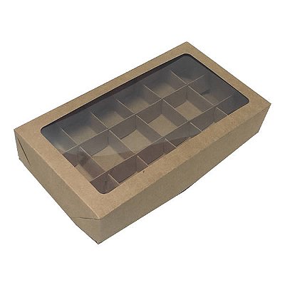 Embalagem para 18 Docinhos de Festa Caixa Kraft com Divisórias 22x12x4cm Kit 25un