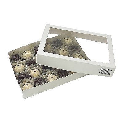 Embalagem para 24 Docinhos de Festa Caixa Branca com Divisórias 22x16x4cm Kit 25un