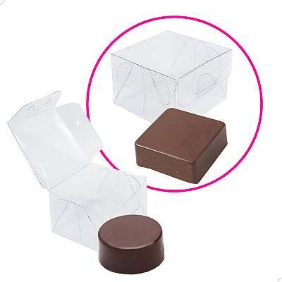Kit 100 Caixa Acetato Transparente PX-201 6x6x4cm Pão de Mel Doces Artesanais Embalagem