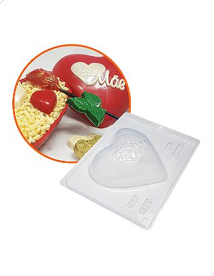Kit 2 Forma para Chocolate Coração Super Mãe 500g cod. 57 BWB Original Presente Dia das Mães