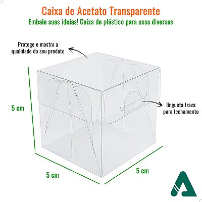 KIT 100un Embalagem de Acetato PX-200 (5x5x5 cm) Caixa para Trufa e Bombom Embalagem Transparente