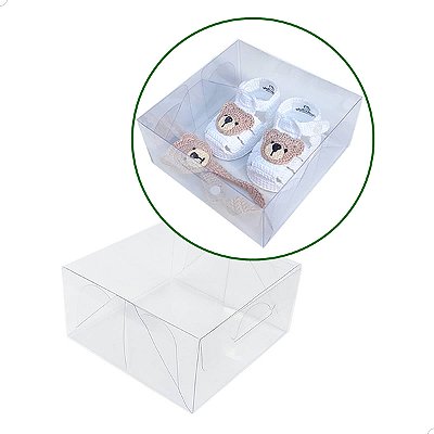 Embalagem Sapatinho de Bebê Crochê Artesã PX-3 (12x12x6cm) 100un Maternidade Gestante Chá Reveleção