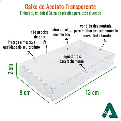 Embalagem para Biscoito Artesanal PX-21 (13x8x2 cm) Kit 25un Caixa de Acetato Biscoito Caseiro