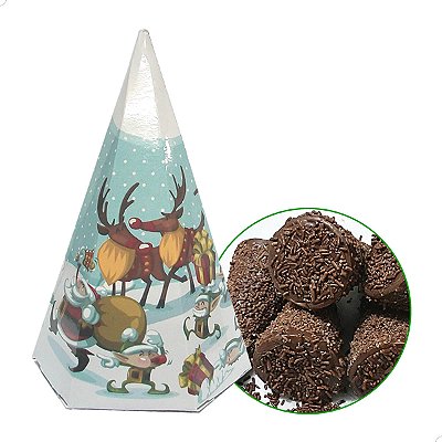 Caixa para Cone Trufado Cone-2 Natal (7x7x12 cm) (25un) Embalagem para Cone Trufado Natalino