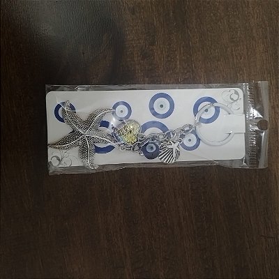 Chaveiro Estrela-do-Mar com Olho Grego – Proteção e Espírito do Mar