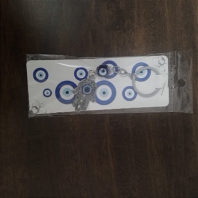 Chaveiro Mão de Fátima com Olho Grego – Proteção e Espiritualidade