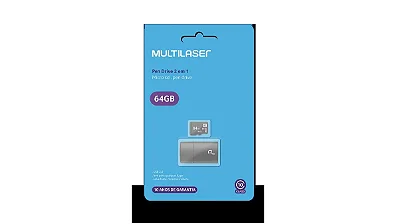 Pen Drive 2 em 1 Leitor USB + Cartão de Memória Classe 10 64GB Multi - MC164