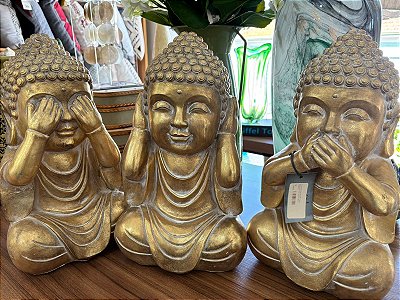 CJ Figuras Decorativas de Resina Douradas – 3 Peças