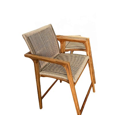 BANQUETA COPACABANA MADEIRA COM CORDA NAUTICA