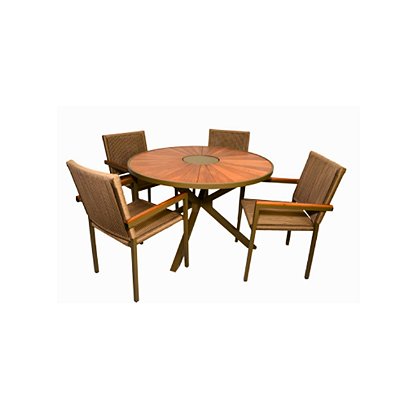 CONJUNTO ZURIK CORDA NAUTICA - MESA 1,20 ⌀ + 04 POLTRONAS CANADA CORDA