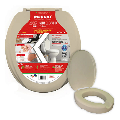 Assento Sanitário Elevado Oval 7,5cm De Altura Universal Areia