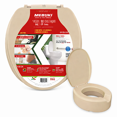 Assento Sanitário Elevado Oval 13,5cm De Altura Universal Areia