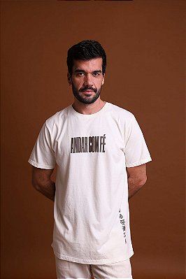Camiseta Off white - Andar com fé - Gilberto Gil