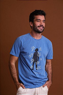 Camiseta Azul estonada -Estrela-Gilberto gil