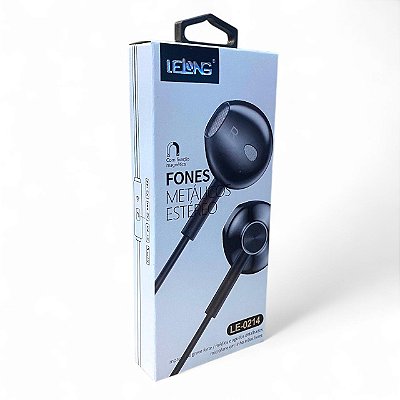 Fone de Ouvido Estéreo Metálico LeLong com Microfone e Fixação Magnética