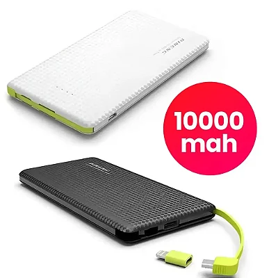 Carregador Portátil Pineng PN-951 10.000mAh – Preto/Branco (Slim com Adaptador iPhone e V8)