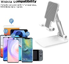 Suporte Para Celular e Tablet Dobrável Portátil Ajustável Apoio Mesa
